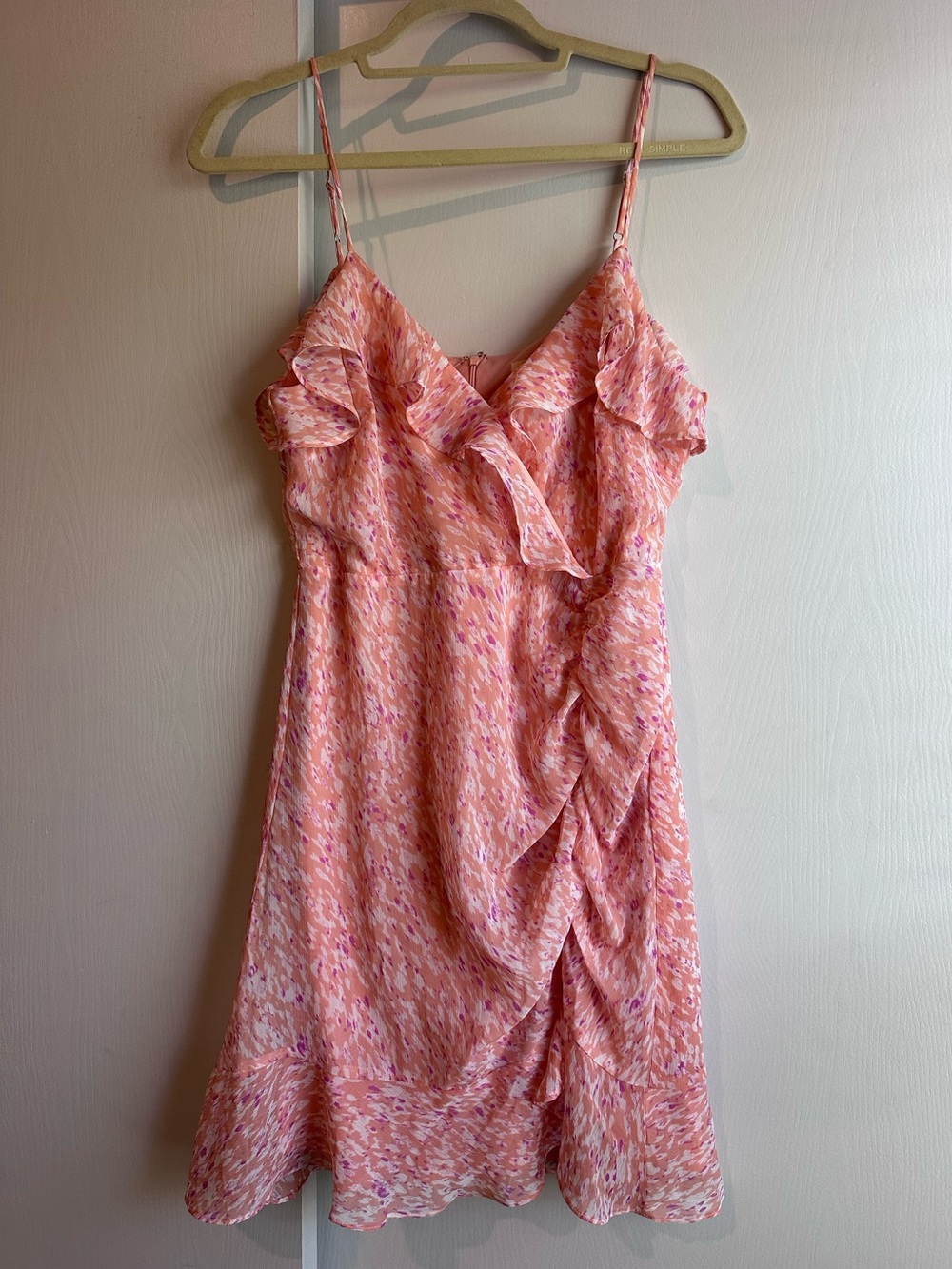 Lush Pink Printed Ruffle Mini Dress Worn Once